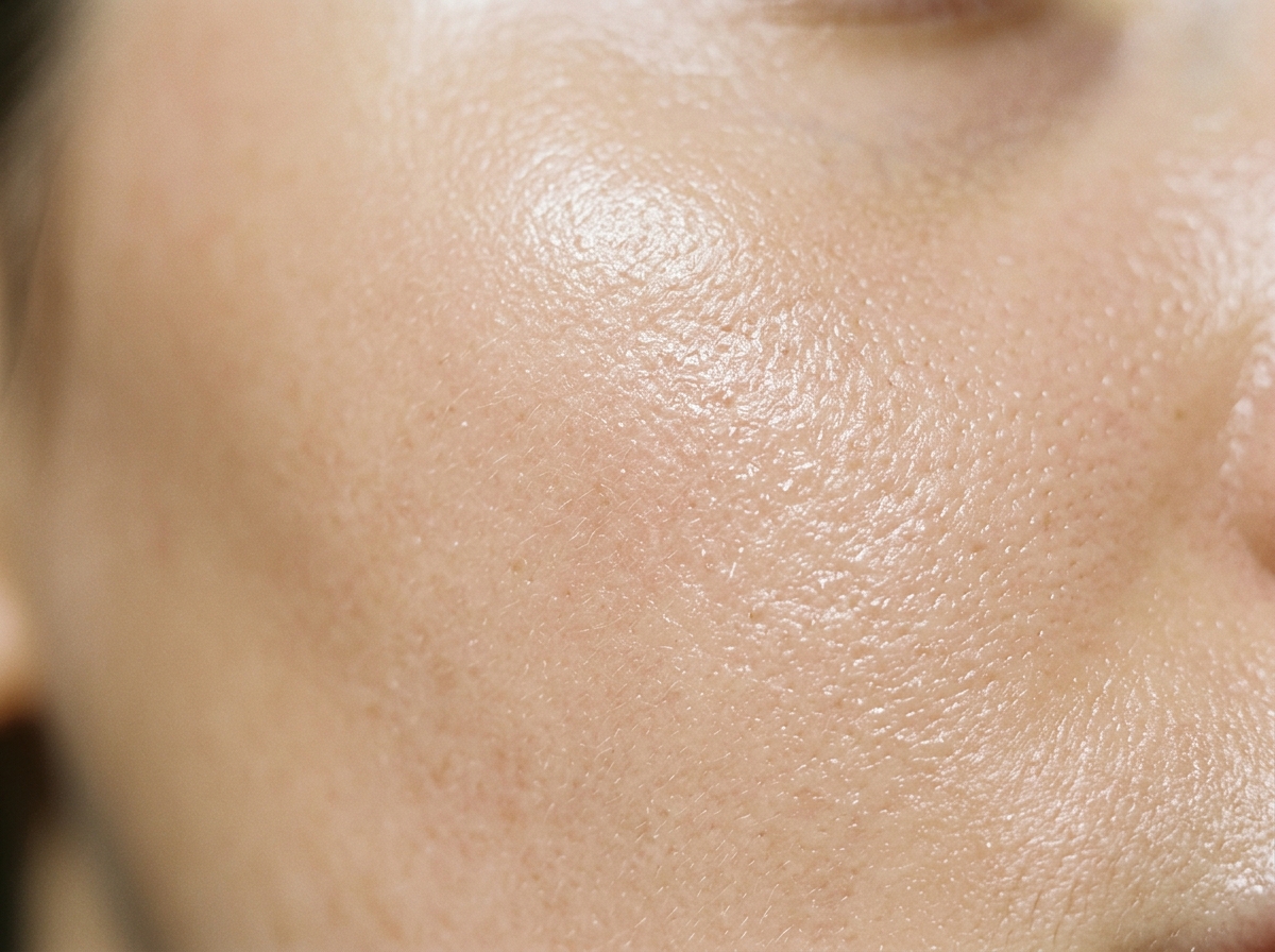 Healthy glowing skin texture close-up showing hydration