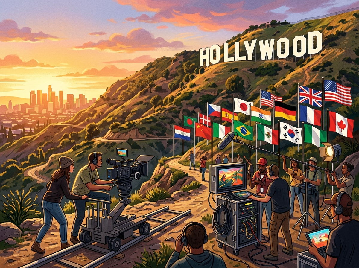 Hollywood sign overlooking diverse film production