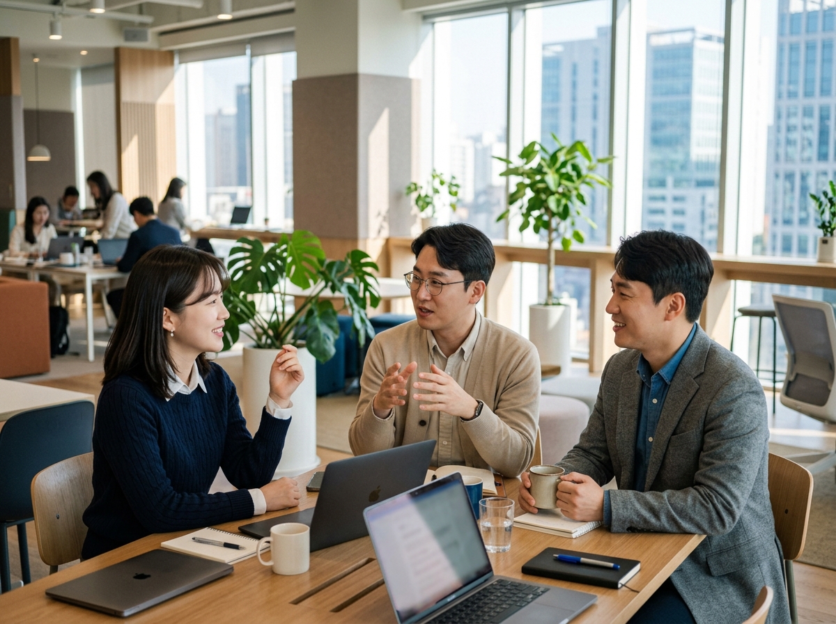 Korean office workers in professional setting